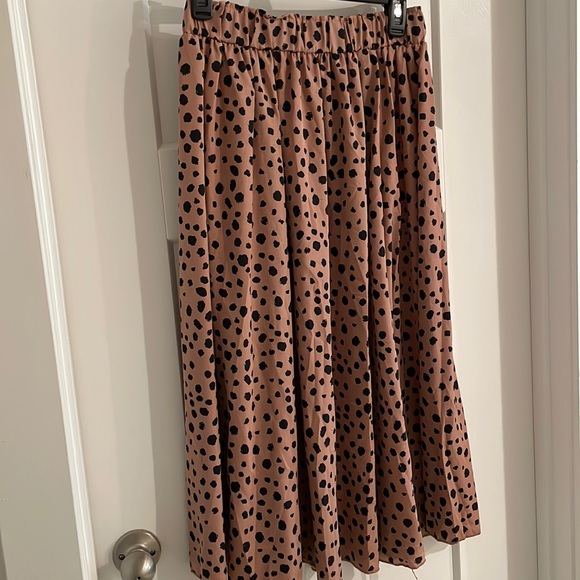 Animal Print Spots Elastic Waist Band Skirt Mocha Brown  Medium - Picture 2 of 3